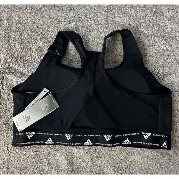 adidas Women's Bra Black 2X Powerreact Training Padded Sports Bra (HC7492) New - Picture 5 of 13